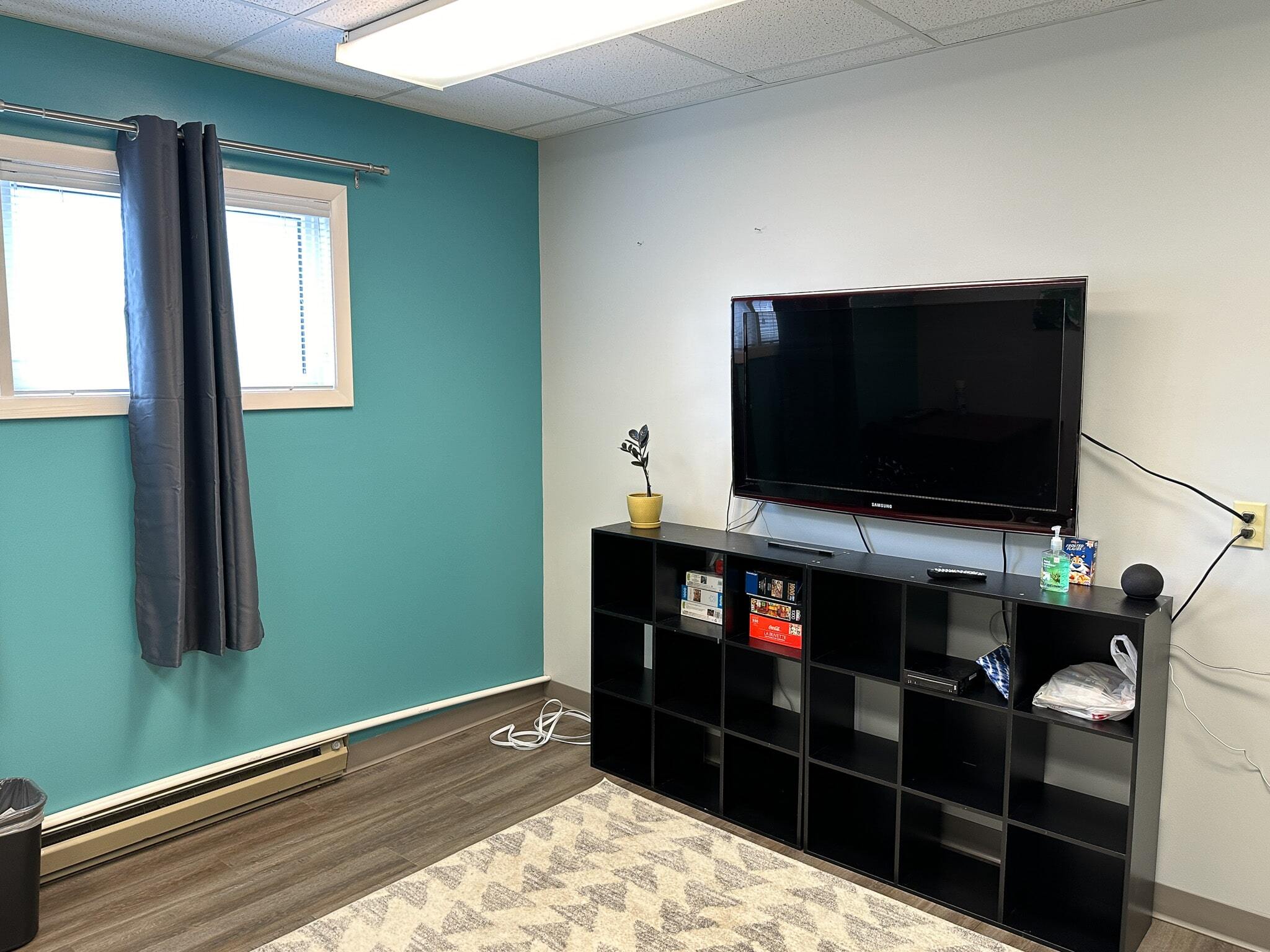 TV with a gaming system in the teen lounge at the Christiansburg ABA center